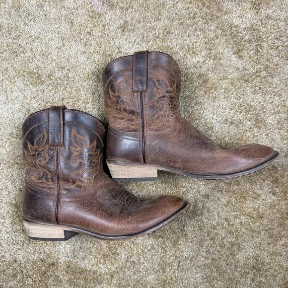 Dingo Leather Western Cowboy Boots Women’s 9 Brown Distressed Embroidered - Picture 2 of 15